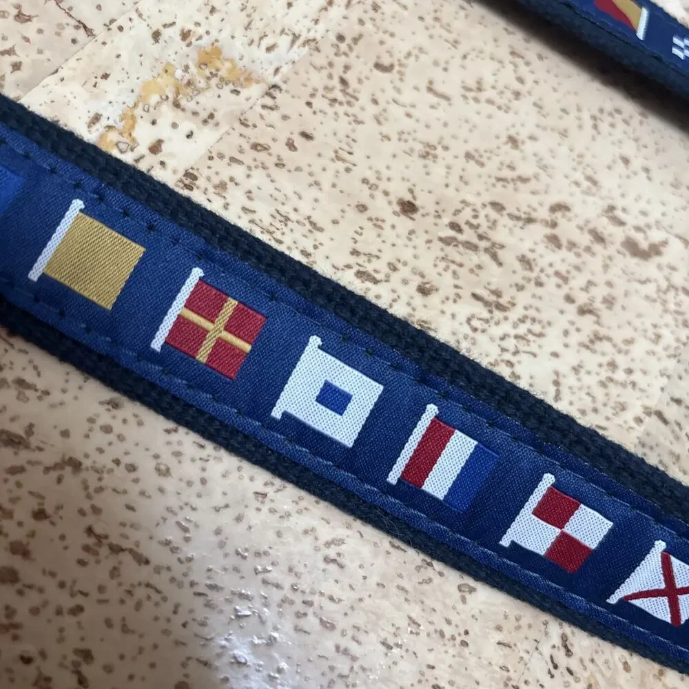 Zep-Pro Men's Leather Belt Canvas Webbing Maritime Signal Flags Size 30 Brass